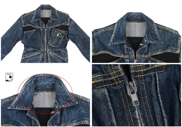 Yohji Yamamoto FEMME Knit Docking Spotted Horse Denim Jacket K-173214_003
