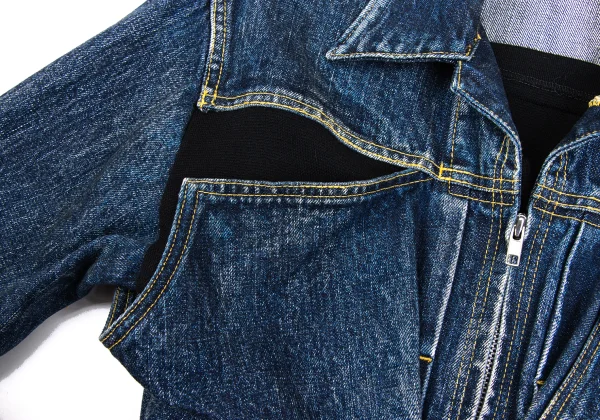 Yohji Yamamoto FEMME Knit Docking Spotted Horse Denim Jacket K-173214_004