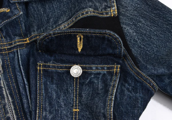 Yohji Yamamoto FEMME Knit Docking Spotted Horse Denim Jacket K-173214_005