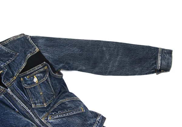 Yohji Yamamoto FEMME Knit Docking Spotted Horse Denim Jacket K-173214_006