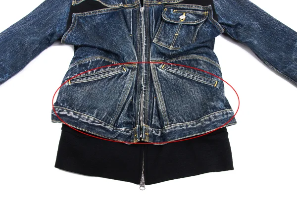 Yohji Yamamoto FEMME Knit Docking Spotted Horse Denim Jacket K-173214_009