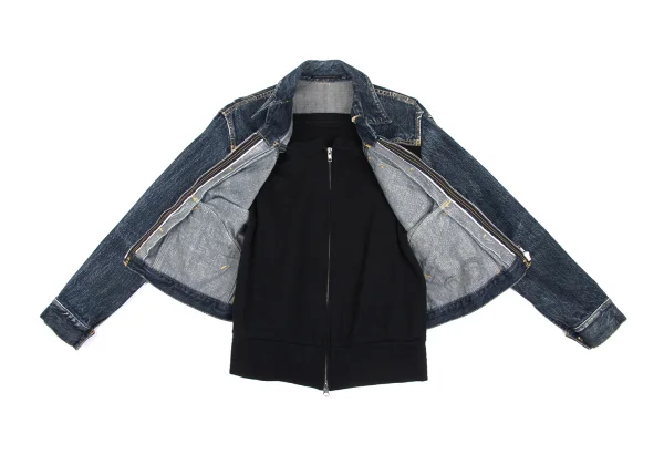 Yohji Yamamoto FEMME Knit Docking Spotted Horse Denim Jacket K-173214_013