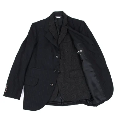 COMME des GARCONS HOMME DEUX Vest Docking Embroidery Striped Jacket