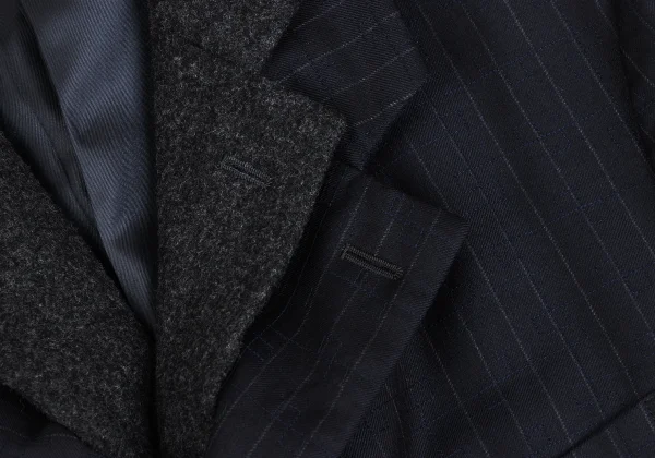 COMME des GARCONS HOMME DEUX Vest Docking Embroidery Striped Jacket K-173215_005