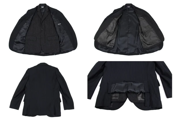COMME des GARCONS HOMME DEUX Vest Docking Embroidery Striped Jacket K-173215_013
