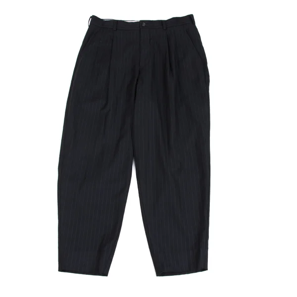 COMME des GARCONS HOMME DEUX Wool Embroidery Striped Pants Navy M K-173216_001