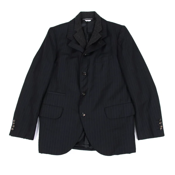 COMME des GARCONS HOMME DEUX Embroidery Striped Vest Docking Jacket & Pants K-173217_003