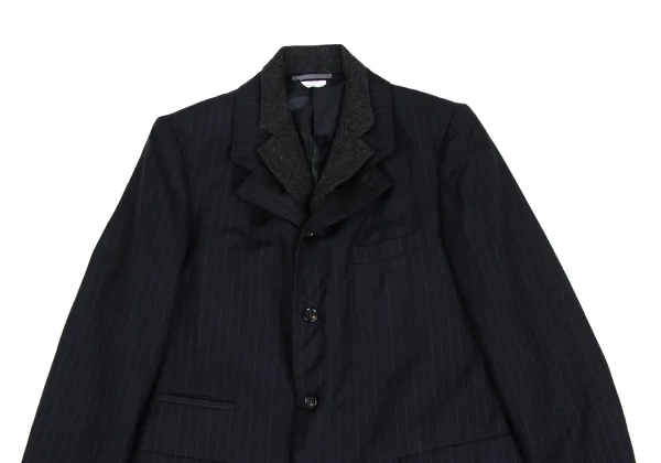 COMME des GARCONS HOMME DEUX Embroidery Striped Vest Docking Jacket & Pants K-173217_004