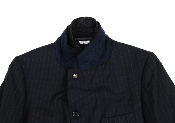 COMME des GARCONS HOMME DEUX Embroidery Striped Vest Docking Jacket & Pants K-173217_006