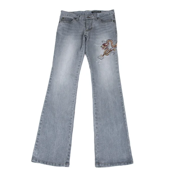VIVIENNETAM Cotton Blend Dragon Embroidery Stretch Jeans  Indigo 0 K-173231_001