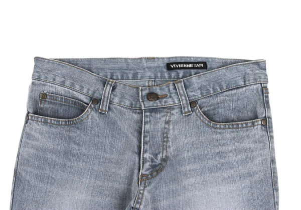 VIVIENNETAM Cotton Blend Dragon Embroidery Stretch Jeans K-173231_003