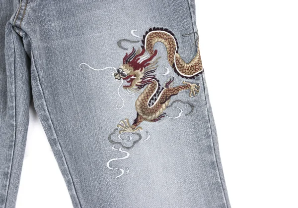 VIVIENNETAM Cotton Blend Dragon Embroidery Stretch Jeans K-173231_007