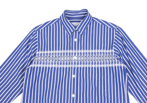 sacai Cotton Front Embroidery Design Striped Shirt K-173232_002
