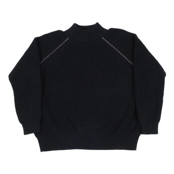 Y's for men Wool Acrylic waffle Knit Sweater Navy 3 K-173238_001