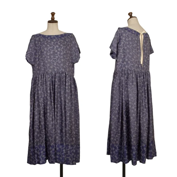 tricot COMME des GARCONS Floral Botanical Pront Cupra Dress Navy,White S K-173252_001