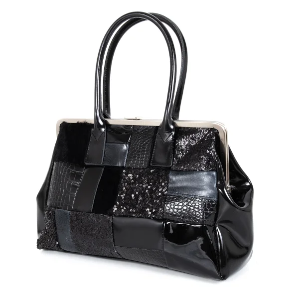 JUNYA WATANABE COMME des GARCONS Patchwork Kiss Lock Bag Black  K-173255_001