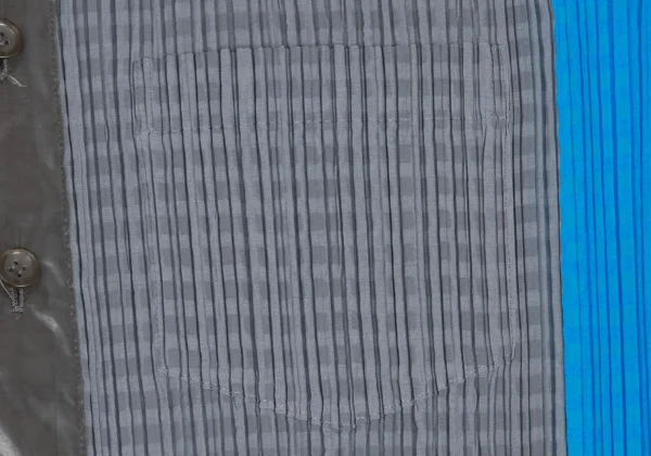 ISSEY MIYAKE Shiny Switching Plaid Pleated Blouse K-173271_005