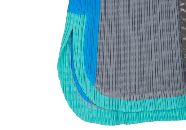 ISSEY MIYAKE Shiny Switching Plaid Pleated Blouse K-173271_010