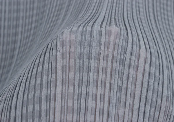 ISSEY MIYAKE Shiny Switching Plaid Pleated Blouse K-173271_013