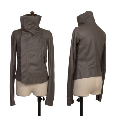 Rick Owens Leather High Neck Wrap Motorcycle Jacket