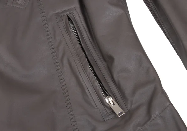 Rick Owens Leather High Neck Wrap Motorcycle Jacket K-173272_010