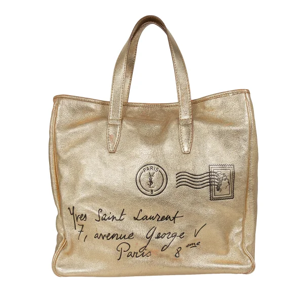 Yves Saint Laurent rive gauche Y Mail Metallic Leather Tote Bag K-173274_002