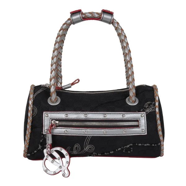 LOEWE Charm Zip Braided Handle Bag Black  K-173275_001
