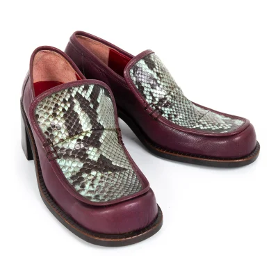 KENZO Python Leather Chunky Heel Shoes