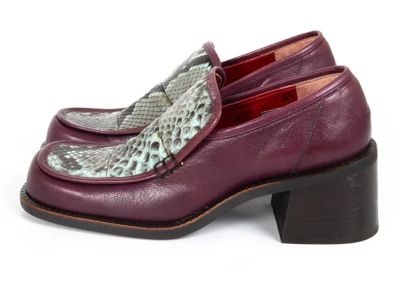 KENZO Python Leather Chunky Heel Shoes K-173278_003