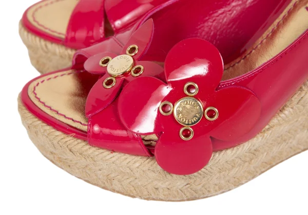 Louis Vuitton Floral Patent Leather Jute Wedge Sandal K-173281_004