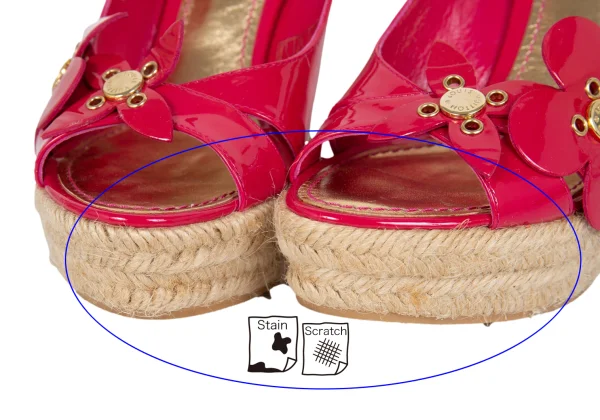 Louis Vuitton Floral Patent Leather Jute Wedge Sandal K-173281_005