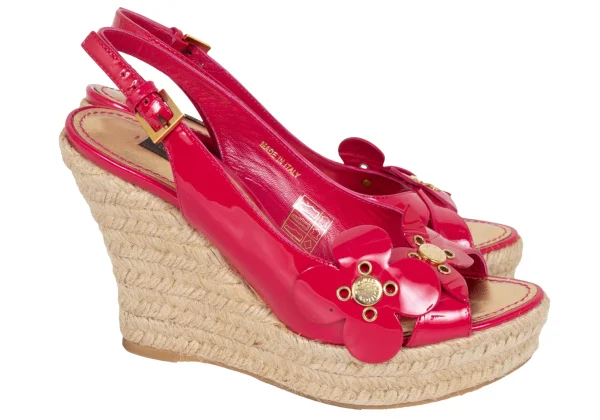 Louis Vuitton Floral Patent Leather Jute Wedge Sandal K-173281_007