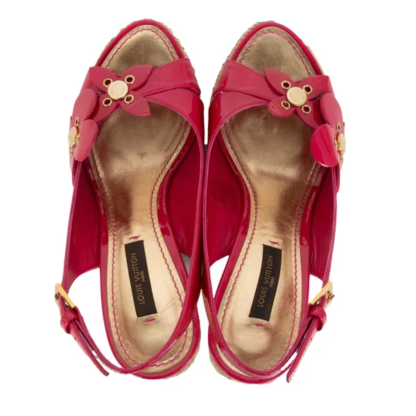 Louis Vuitton Floral Patent Leather Jute Wedge Sandal K-173281_008
