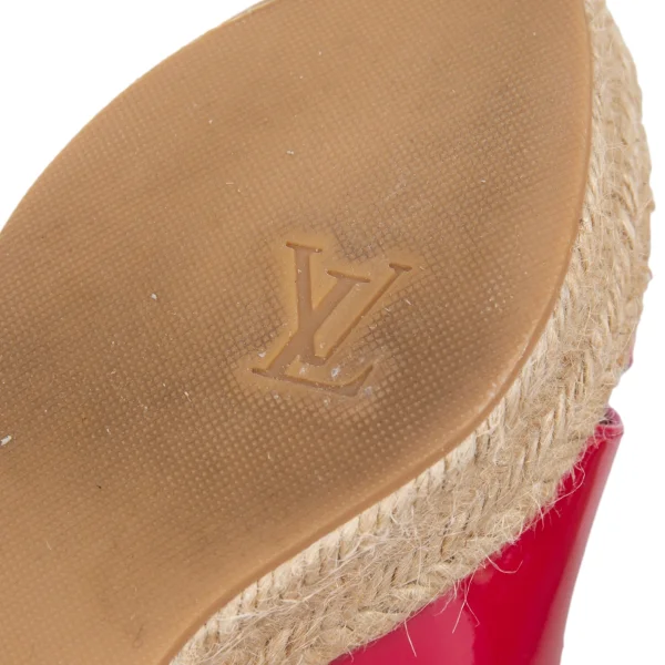 Louis Vuitton Floral Patent Leather Jute Wedge Sandal K-173281_012