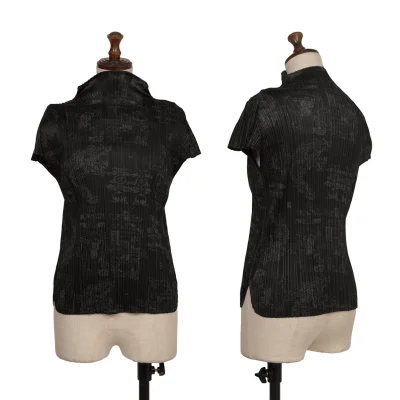 PLEATS PLEASE Dragon Printed Turtle Neck Blouse