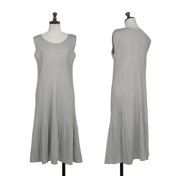 PLEATS PLEASE Pleated Sleeveles Dress Grey 2 K-173290_001