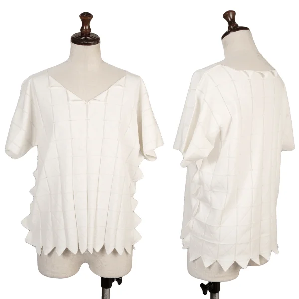 PLEATS PLEASE A-POC Triangle Jacquard Stretch T Shirt White S-M K-173291_001