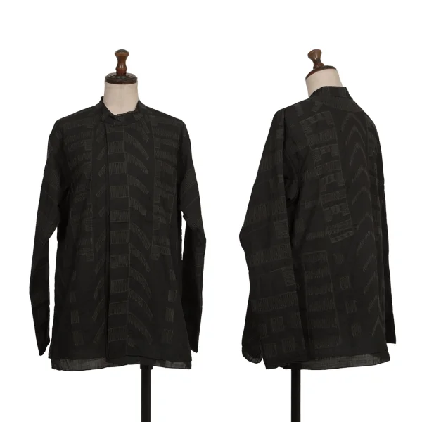 ASHA BY MDS Graphic Embroidery Layered Blouse Black M K-173298_001
