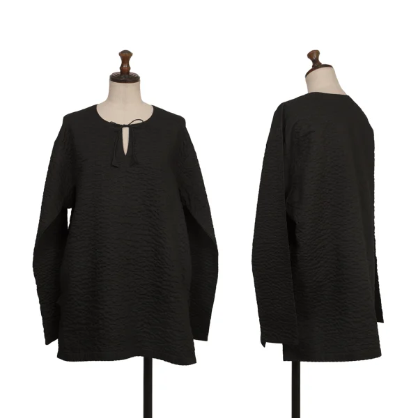 ASHA BY MDS Stitch Skipper Blouse Black M K-173299_001