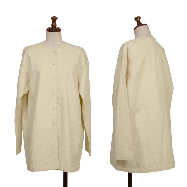 ASHA BY MDS Sashiko Collarless Jacket Beige M K-173302_001