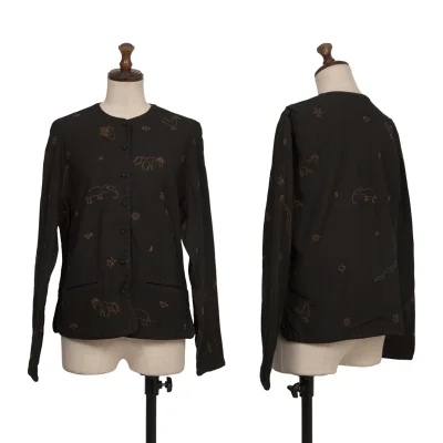 ASHA BY MDS Zigzag Animal Stitching  Collarless Jacket