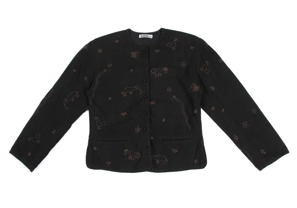 ASHA BY MDS Zigzag Animal Stitching  Collarless Jacket K-173306_002