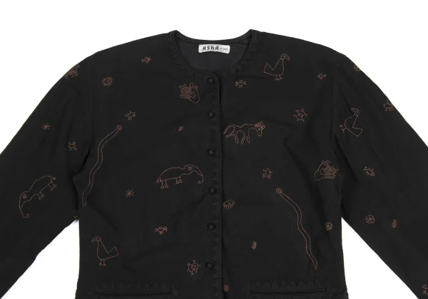 ASHA BY MDS Zigzag Animal Stitching  Collarless Jacket K-173306_003