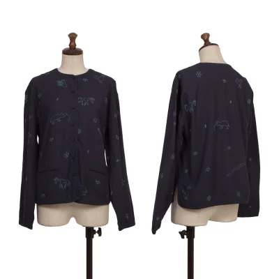 ASHA BY MDS Zigzag Animal Stitching Collarless Jacket