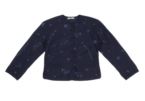 ASHA BY MDS Zigzag Animal Stitching Collarless Jacket K-173307_002