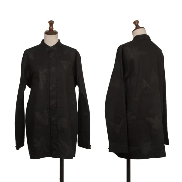 ASHA BY MDS Graphic Embroidery Foil Print Stand Collar Jacket Black M K-173309_001