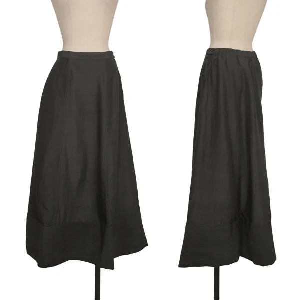 ASHA BY MDS Pintuck Hem Detail Silk Skirt Black S-M K-173316_001