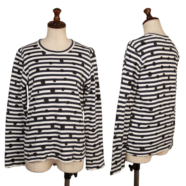 BLACK COMME des GARCONS Cotton Dot T-shirt White,Navy,Black M K-173326_001