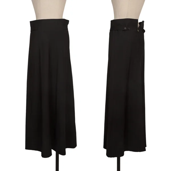 Y's Wool Gabardine Side-strap  Skirt Black S-M K-173335_001
