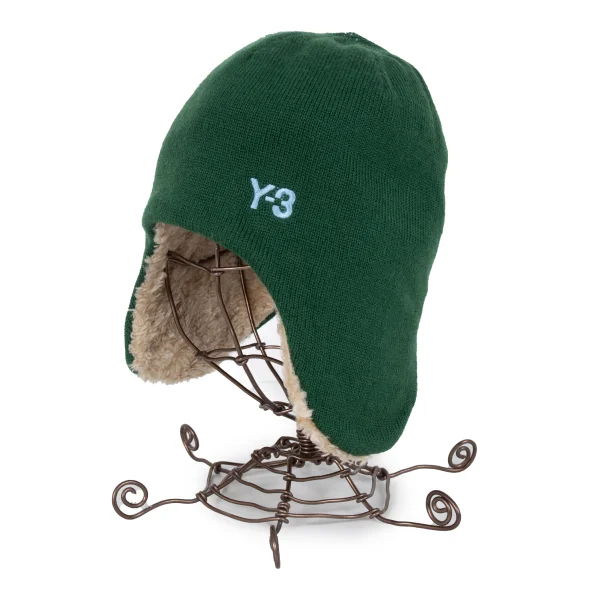 Y-3 Wool Knit Aviator Hat Green M/M K-173336_001